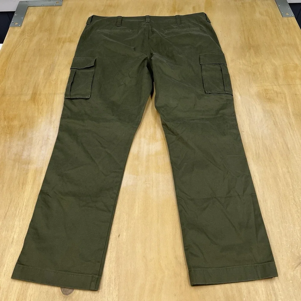 J Crew Flex Military Cargo Pants Mens 38x32 Slim Straight Green Twill Stretch